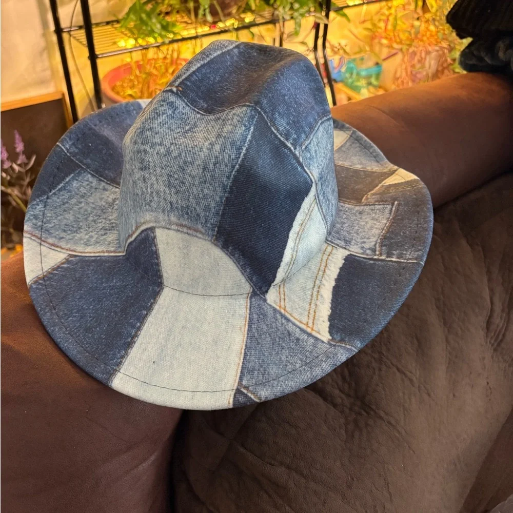 🆕Blue Patchwork Denim Cowgirl Hat. OS. NWT. - Picture 3 of 9